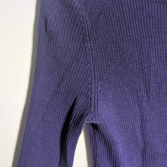 Uniqlo Wool Turtleneck Sz Small Purple Ribbed Knit Stretchy Long Sleeve READ - Picture 4 of 13